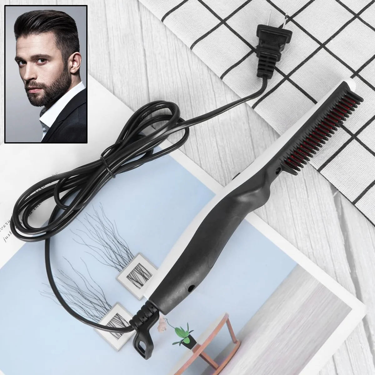 Electric Hair Straightening Comb Portable Straight Beard Comb