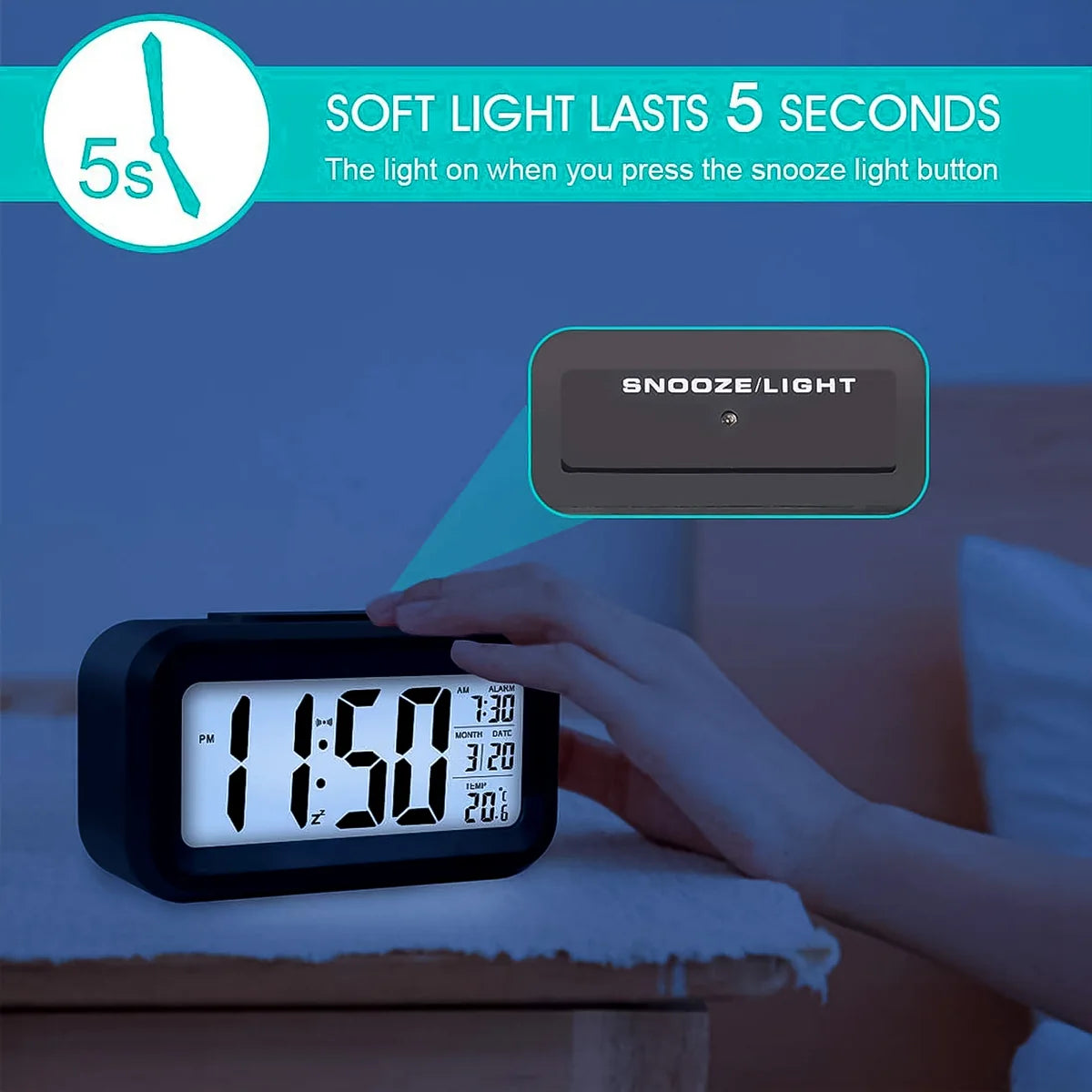 Digital Lcd Alarm Clock With Backlight